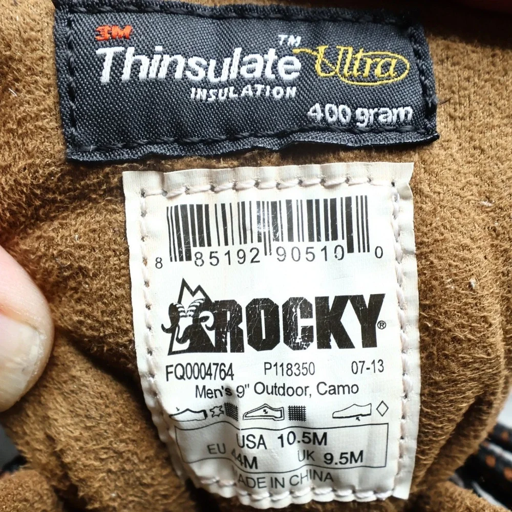 Rocky ErgoTuff Hunting Boots Mens 10.5M Camo Waterproof Insulated NIB